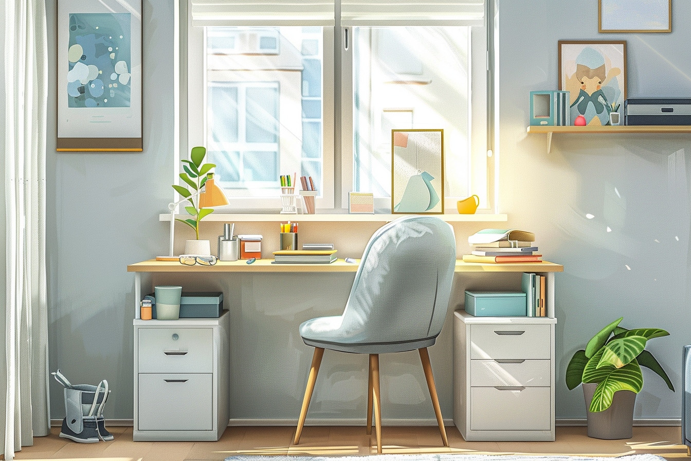 Coin bureau fonctionnel et chic aménagé dans un petit appartement de Dijon